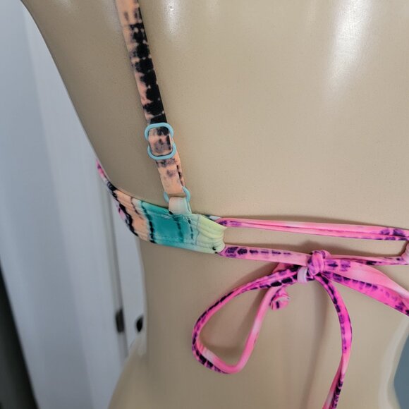 NoBo Abstract Tie Dye Multicolor Push Up Bikini Top - Picture 7 of 8